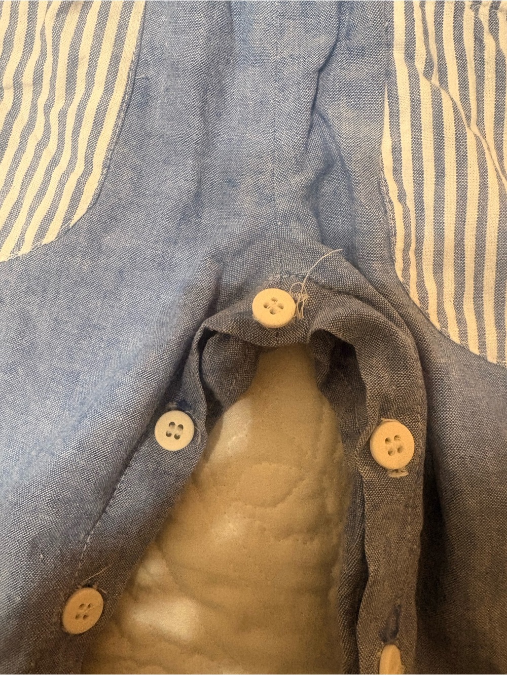 Vintage Cottontail Originals Blue Chambray Striped Ruffle Romper- Size 2T - Picture 8 of 8